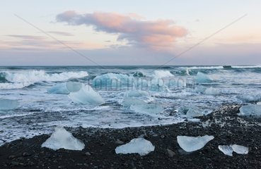 Of ice stranded on a beach Joekulsárlón Iceland