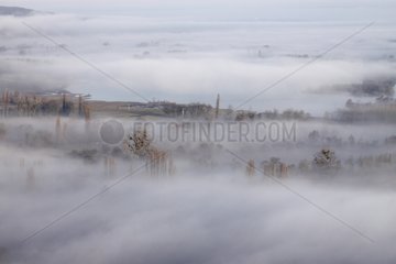 Nebel auf die Aussicht von Barneville Seine-sur-Seine