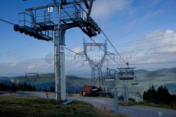 Alpine ski resort and high-voltage lines