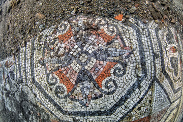 Underwater ancient mosaics. Campi Flegrei  west of the Gulf of Naples. Italy. Monuments of the Greek-Roman age (buildings that belonged to the Roman aristocracy. They now constitute the Underwater Park of Bahia.