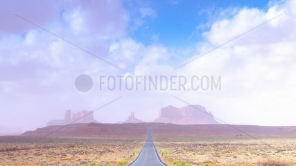 Road leading to the Monument Valley site in the Navajo Tribal Park  Arizona - Utah  USA