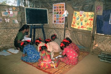 Tribal Children learning at the school Boravali India