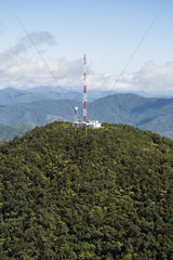 Communication Antenna at the top of Mont Aoupinie. Reserve of the Aoupinie massif. Moist forest on ultramafic soil. Central chain. New Caledonia.