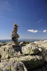Mini granite cairn at the summit of Mont Lozère France