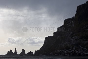 Beach of Vik and rocks Reynisdrangar Iceland