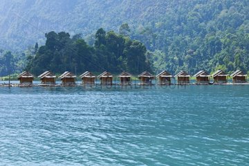 Ecolodge on stilts Cheow Larn Lake PN Kaho Sok Thailand