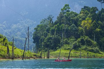 Canoe on Cheow Larn Lake PN Kaho Sok Thailand