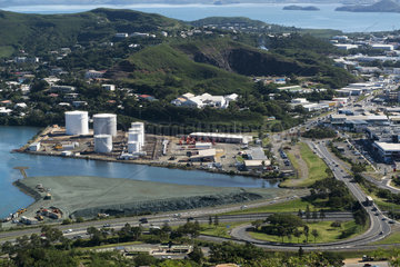 Fuel storage tanks. Pacific oil. New Caledonia.