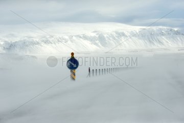Blizzard on Highway 1 in winter - Iceland
