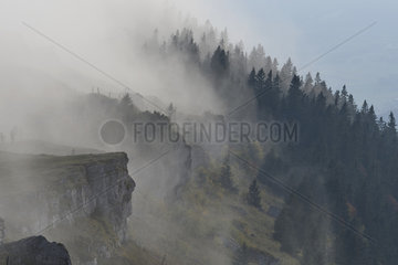 Mist covering the summits  Massif du Chasseral  Jura  Switzerland