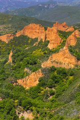Relief of reddish sand and forest - Las Médulas Spain