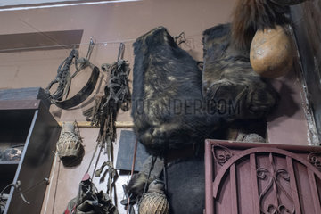 Asiatic black bear skin bags (Ursus thibetanus)  Dali market  Yunnan  China
