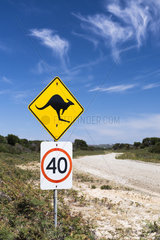 Kangaroo Pass Road Sign  Narawntapu National Park  Tasmania