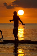 Fisherman fishing at the sunset - Kokar Alor Indonesia