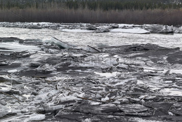 Thaw of the Copper River at Gakona  along the Glenn Highway in the spring  Alaska