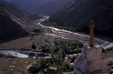 Vallée depuis le monastère Wankla Région Ladakh Inde