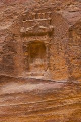 Sculpture in sandstone city of Petra in Jordan