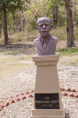 Statue of Jim Corbett at park entrance  creator of National Park  Dhikala  Jim Corbett National Park  Uttarakhand  India