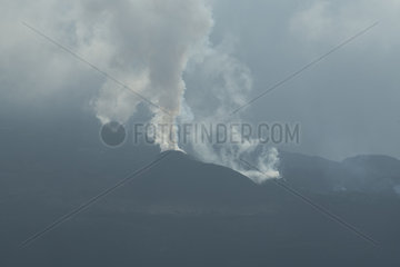 Fumaroles. Crater smoking after an eruption  Piton de la Fournaise  Reunion Island