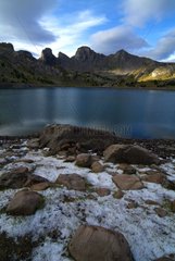 The first snow on the Allos Lake PN of Mercantour France