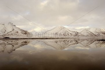 Reflection on the delta of Adventfjorden Adventdalen Spitzberg