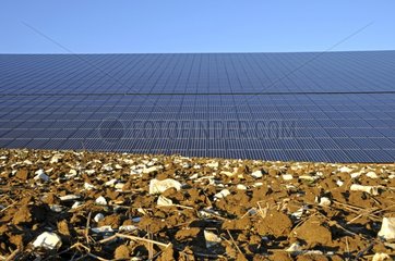 Roof of a farm covered with solar panels France