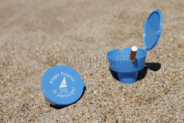 Beach ashtrays distributed by the municipality of Plerin  Brittany  France