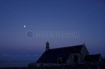 Full moon reflection on Saint They Chapel at Pointe du Van