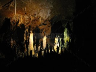 Stalagmites in the abyss void Berger Isère France