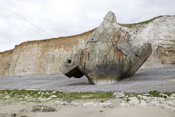 Bunker on a beach in the Albatre Coast France