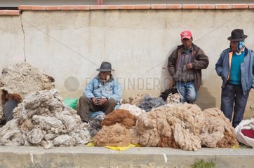 Sale of Alpaca wool on a gross market El Alto Bolivia