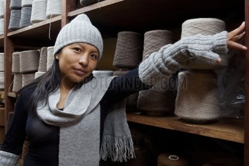 Alpaca wool coils in gross workshops Coproca Bolivia