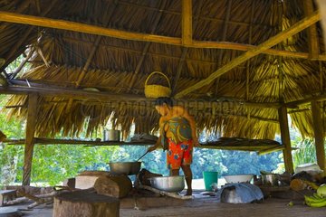 Embera woman preparing food PN Chagres Panama