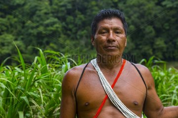 Portrait of Embera man Chagres NP Panama