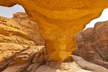 Natural arch in Al Harazah in Wadi Rum Jordan