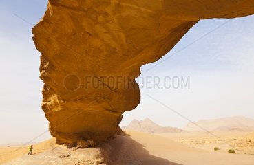 Natural arch in Al Harazah in Wadi Rum Jordan
