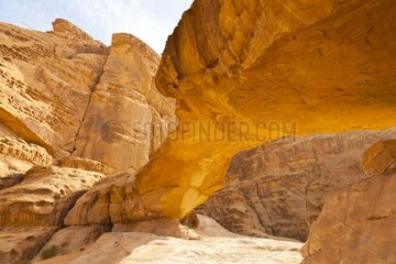 Natural arch of Al Harazah Desert of Wadi Rum in Jordan