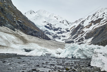 Byron glacier moraines and Byron peak (4590 ft)  access to Glacier Portage  near Seward highway  spring  Alaska  USA