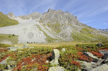 Aiguille du Fruit and valley of the Fruit in autumn France