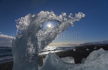 Ice of Jokulsarlon glacier lagoon - Islande