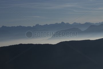 Highlands Vercors in the morning mist France