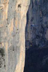 EDF helicopter and cliff of the Gorges du Verdon France