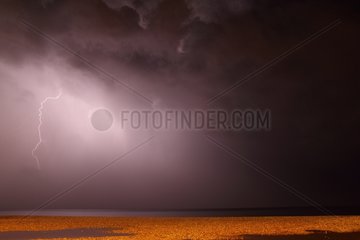 Lightning storm at sea in Antibes France
