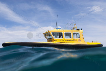 Lagoon protection boat. New Caledonia.