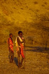Masai children on the banks of Lake Natron Tanzania
