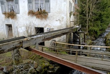 Water mill being used for oil extraction Haut-Rhin France