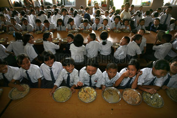 Tibetan refugees in school in Nepal