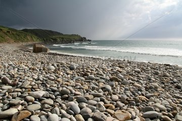 Pebble beach of the Bay Ecalgrain - Normandy France