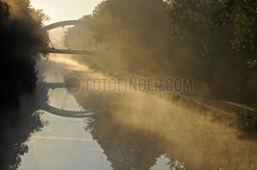 Mist at sunrise on the channel Haute-Saone France