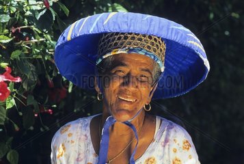 Inhabitant of the Saintes wearing a hat of Asia Guadeloupe